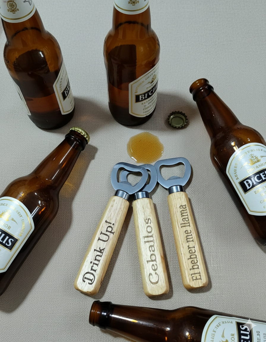Personalized wooden bottle opener